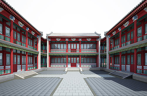 耀州北京四合院设计古建筑鸟瞰图展示
