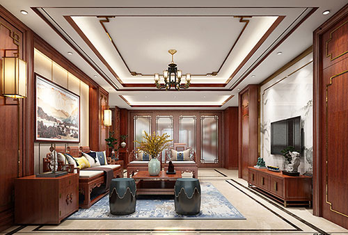 耀州小清新格调的现代简约别墅中式设计装修效果图