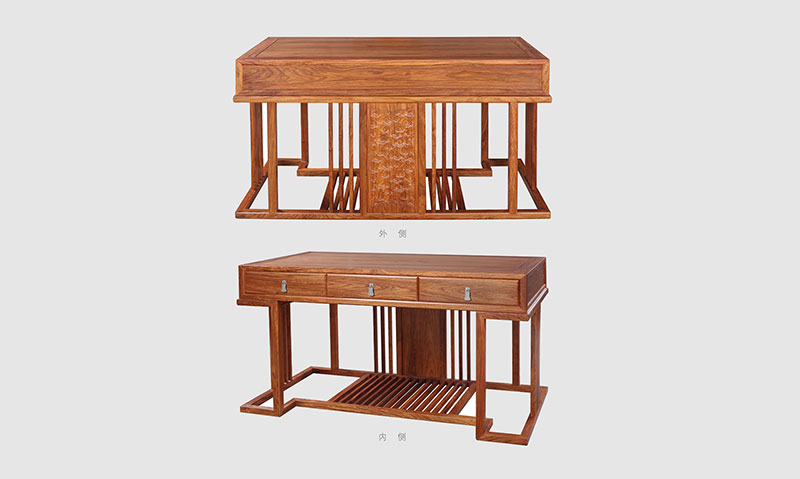 耀州 别墅中式家居书房装修实木书桌效果图