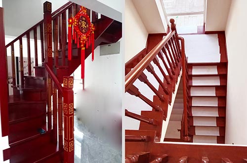 耀州自建别墅中式实木楼梯全屋定制设计效果图